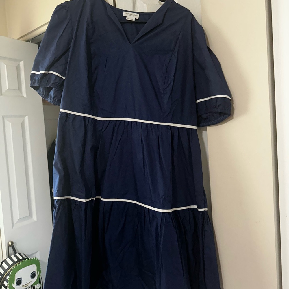 Chic Soul Blue and White Midi Dress
